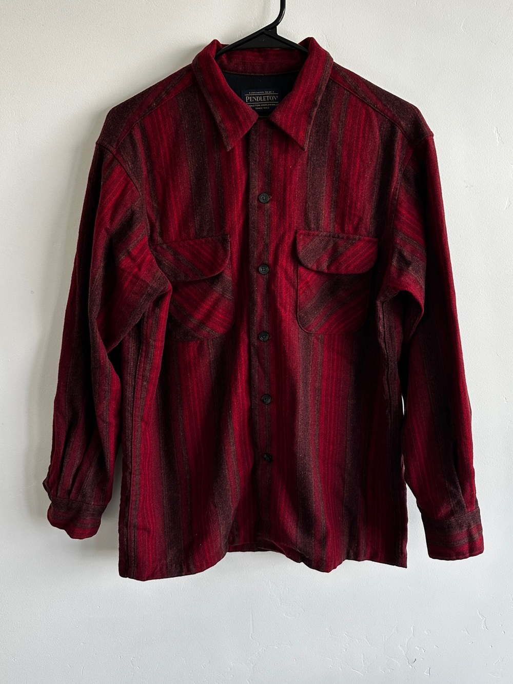 Pendleton Men’s Wool Board Shirt Button Up Red Plaid Size Small